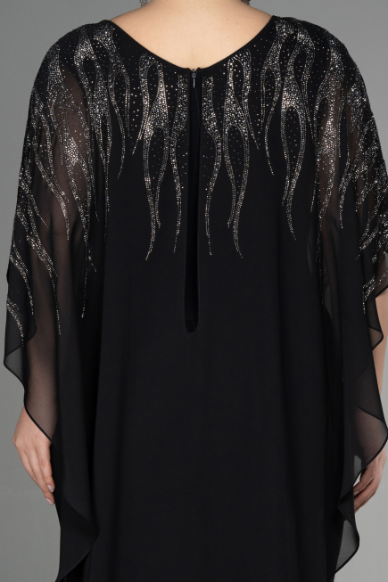 Abendgarderobe in Großen Größen Chiffon Schwarz ABT111