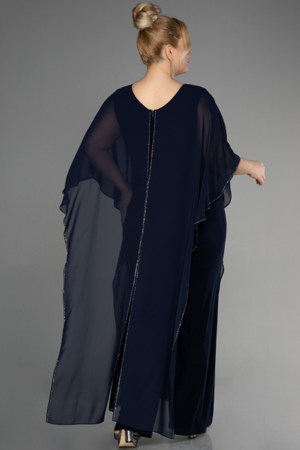 Einladungskleid In Übergröße Chiffon Marineblau EE6803