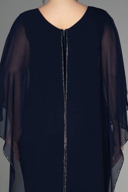 Einladungskleid In Übergröße Chiffon Marineblau EE6803