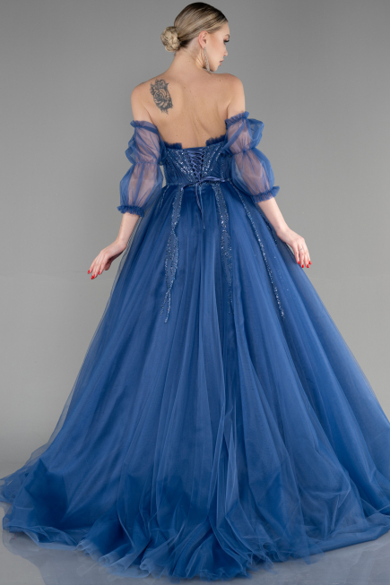 Designer Abendkleid Lang Indigo ABU3594