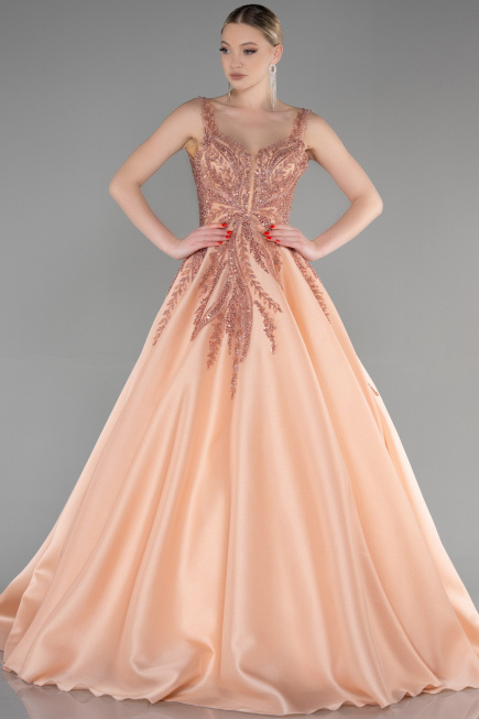 Designer Abendkleid Lang Lachs ABU3597