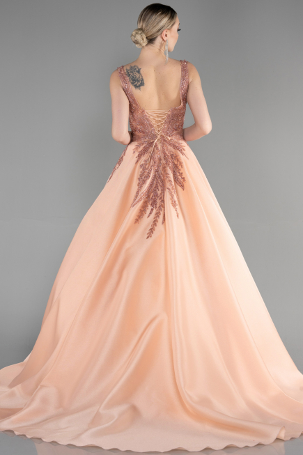 Designer Abendkleid Lang Lachs ABU3597