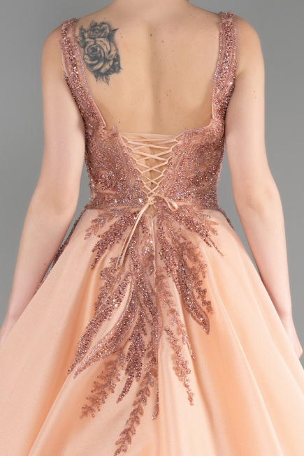 Designer Abendkleid Lang Lachs ABU3597