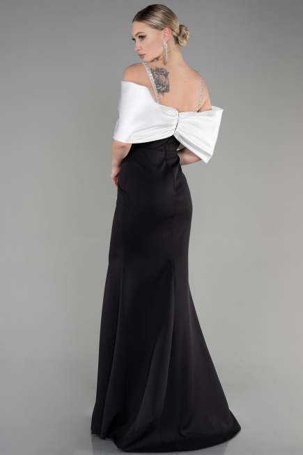 Abendkleid Lang Schwarz-Weiß ABU3601