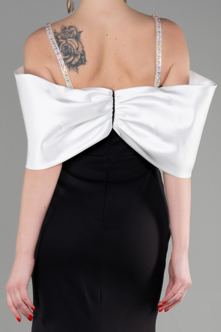 Abendkleid Lang Schwarz-Weiß ABU3601