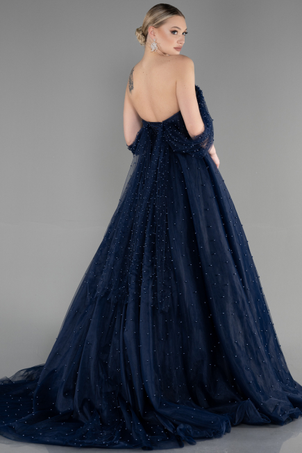 Designer Abendkleid Lang Marineblau ABU3599
