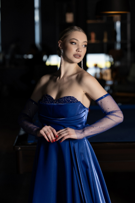 Abendkleid Lang Sächsischblau ABU3604