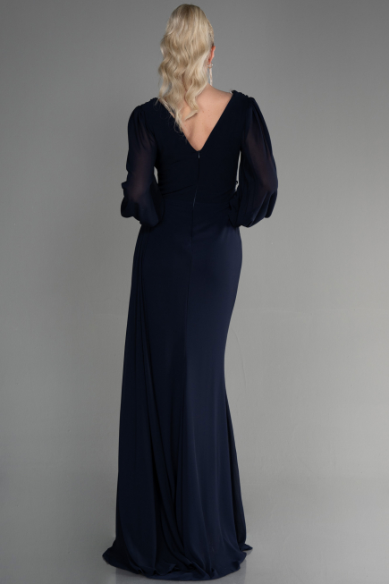Abendkleid Lang Chiffon Marineblau ABU3627