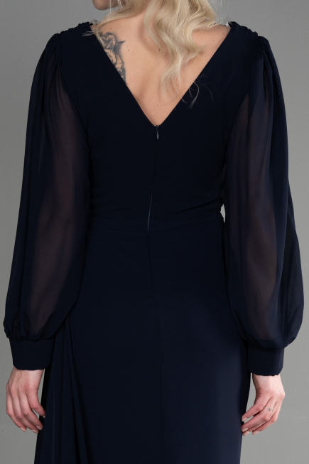 Abendkleid Lang Chiffon Marineblau ABU3627