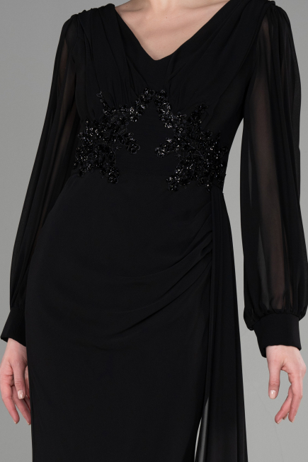 Abendkleid Lang Chiffon Schwarz ABU3627