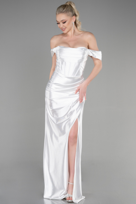 Abendkleid Lang Weiß ABU3611