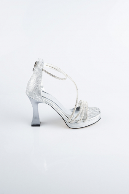 Party-Schuhe Laserschnitt Silber MJ5154