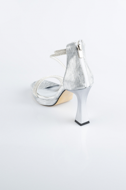 Party-Schuhe Laserschnitt Silber MJ5154