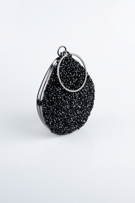 Abendtasche Steinbesetzt Schwarz SH833