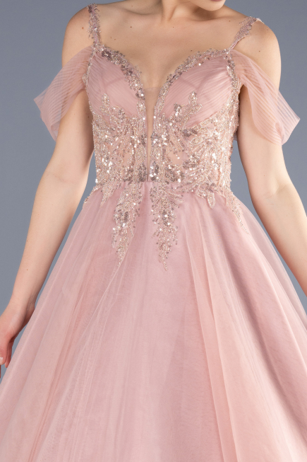 Designer Abendkleid Lang Puder ABU3663
