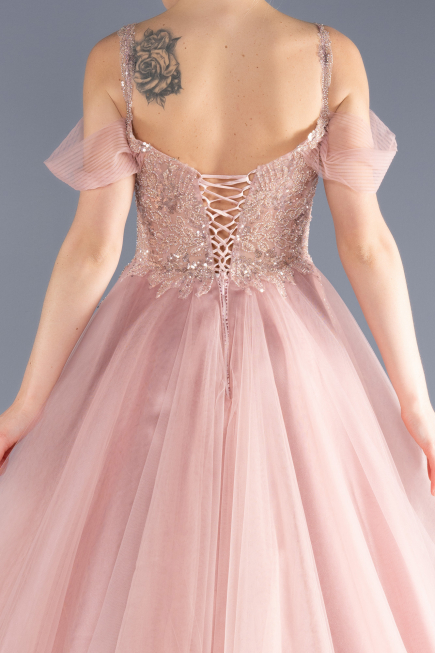 Designer Abendkleid Lang Puder ABU3663