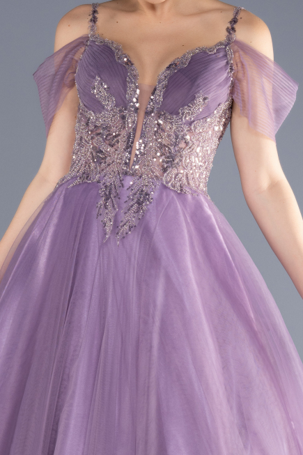 Designer Abendkleid Lang Lavendel ABU3663