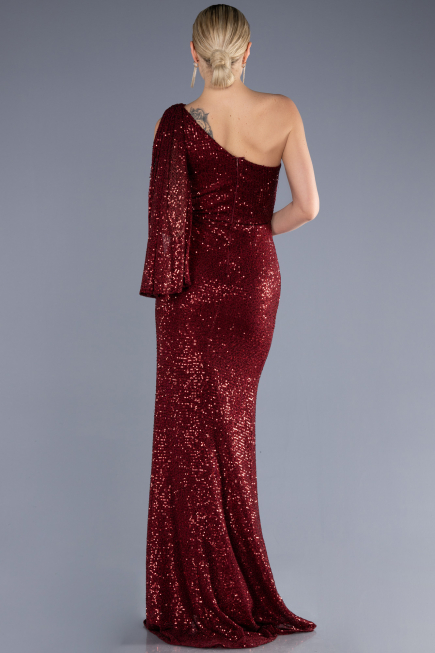 Abendkleid im Meerjungfrau-Stil Lang Weinrot ABU3667