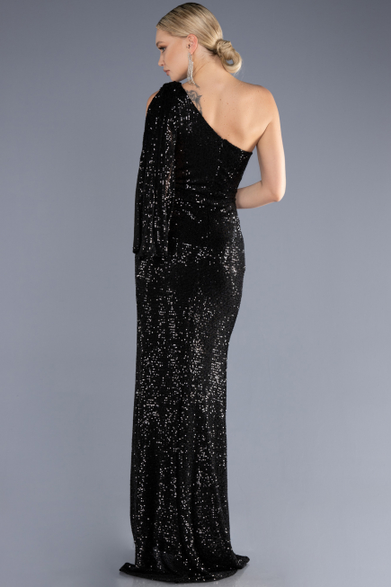 Abendkleid im Meerjungfrau-Stil Lang Schwarz ABU3667