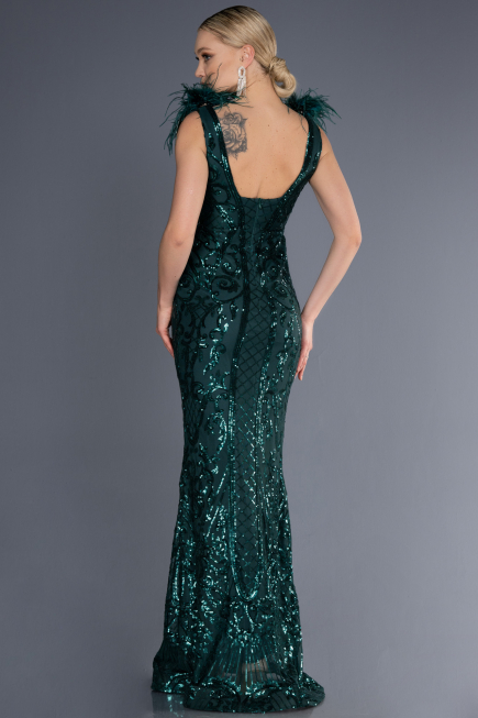 Abendkleid im Meerjungfrau-Stil Lang Smaragdgrün ABU3669