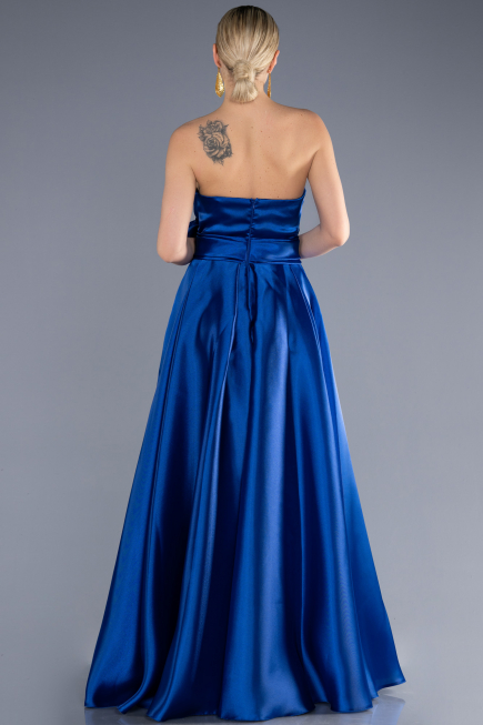 Abendkleid Lang Satin Sächsischblau ABU3674
