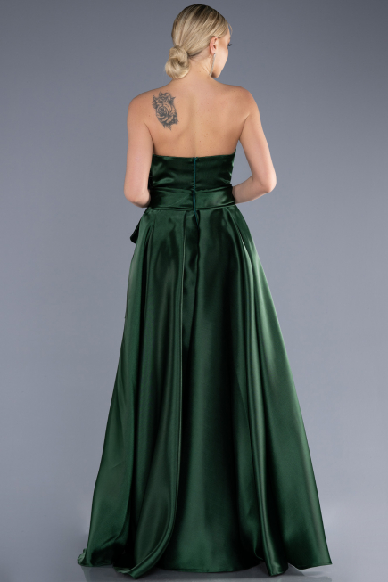 Abendkleid Lang Satin Smaragdgrün ABU3674