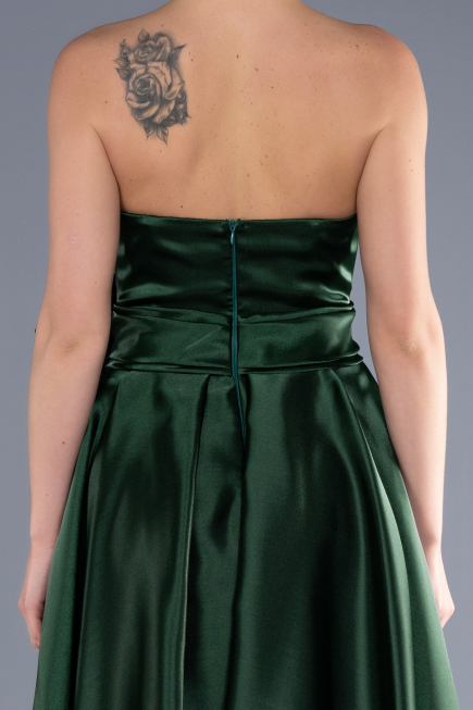 Abendkleid Lang Satin Smaragdgrün ABU3674