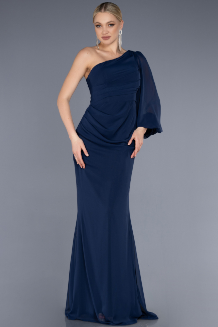 Abendkleid Lang Chiffon Marineblau ABU3677