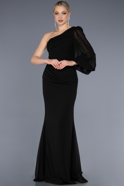 Abendkleid Lang Chiffon Schwarz ABU3677