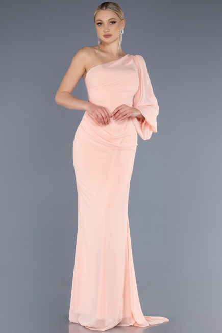 Abendkleid Lang Chiffon Lachs ABU3677