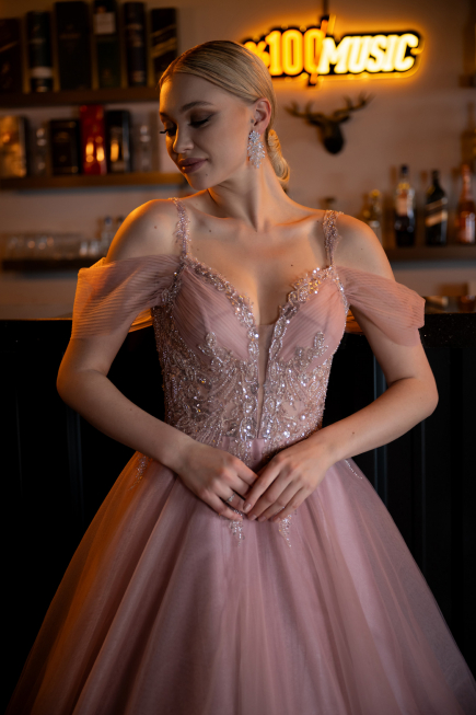 Designer Abendkleid Lang Puder ABU3663