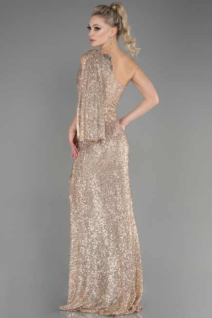 Abendkleid im Meerjungfrau-Stil Lang Gold ABU3667