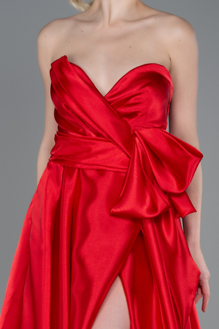Abendkleid Lang Satin Rot ABU3674