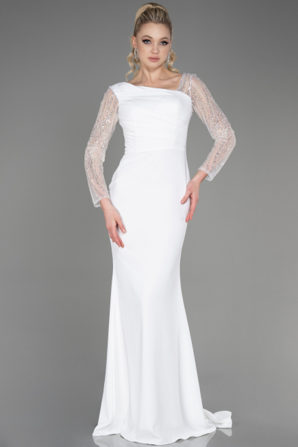 Abendkleid Lang Weiß ABU3712
