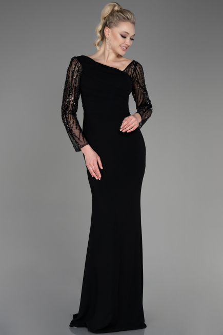 Abendkleid Lang Schwarz ABU3712