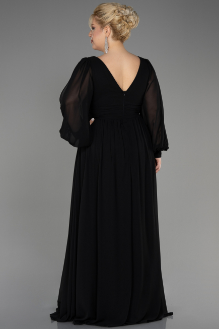 Kleider in Großen Größen Lang Chiffon Schwarz ABU1988