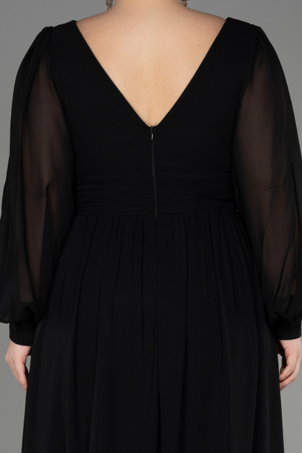 Kleider in Großen Größen Lang Chiffon Schwarz ABU1988