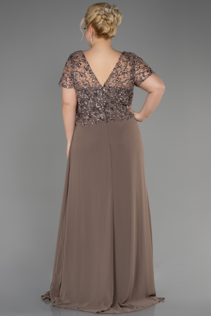 Verlobungskleid In Übergröße Lang Chiffon Cappuccino ABU3731