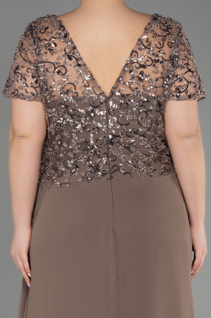 Verlobungskleid In Übergröße Lang Chiffon Cappuccino ABU3731