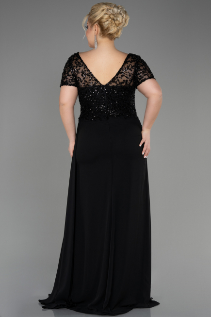Verlobungskleid In Übergröße Lang Chiffon Schwarz ABU3731