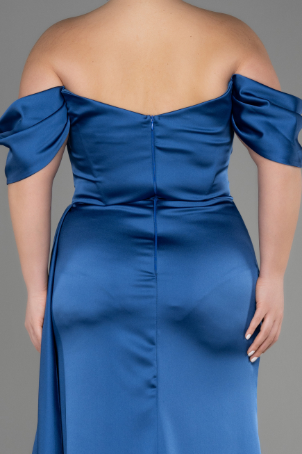 Verlobungskleid In Übergröße Lang Satin Indigo ABU3655