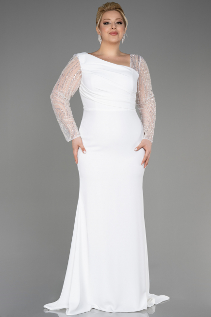 Brautkleid In Übergröße Lang Weiß ABU3713