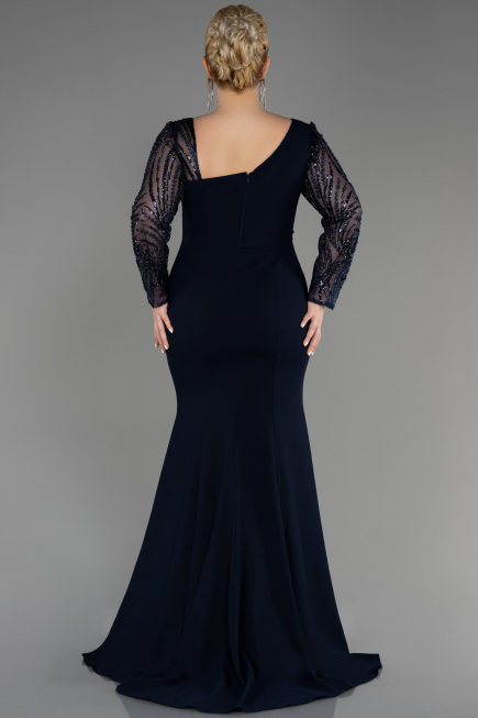 Brautkleid In Übergröße Lang Marineblau ABU3713