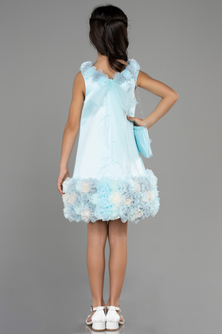 Abendkleid für Kinder Kurz Satin Minzgrün ABK1994