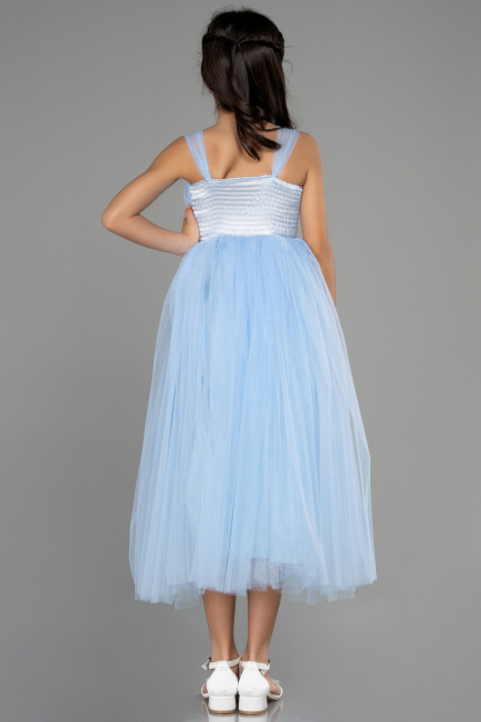 Eisblau Abendkleid Für Kinder Lang ABU3031