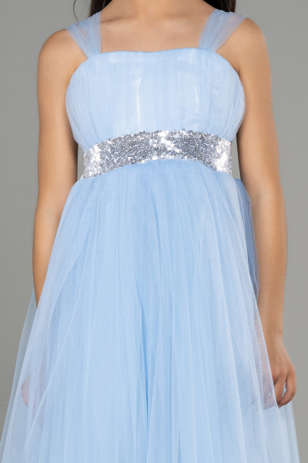Eisblau Abendkleid Für Kinder Lang ABU3031