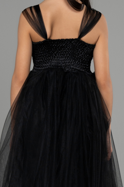 Schwarz Abendkleid Für Kinder Lang ABU3031