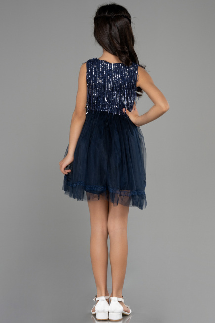 Abendkleid für Kinder Kurz Marineblau ABK1973