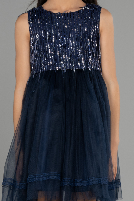 Abendkleid für Kinder Kurz Marineblau ABK1973