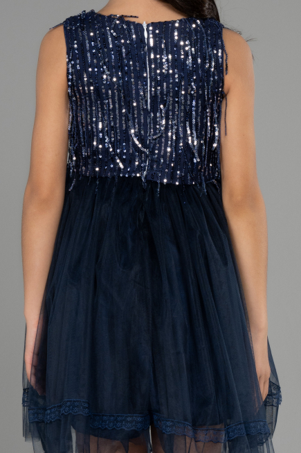 Abendkleid für Kinder Kurz Marineblau ABK1973